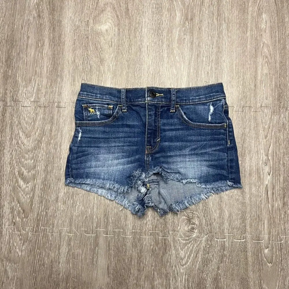Abercrombie‎ Kids Girls Size 14 Blue Denim Shorts Distressed Casual - Picture 1 of 3